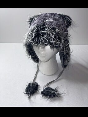 Faux Fur Earflap Winter Hat in Charcoal Gray